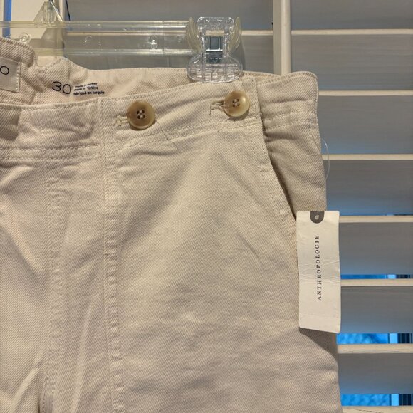 Anthropologie Wide-Leg Ivory Pilcro Trousers - Picture 4 of 5